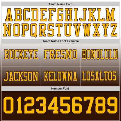 Custom White Gold-Brown Mesh Authentic Fade Fashion Football Jersey