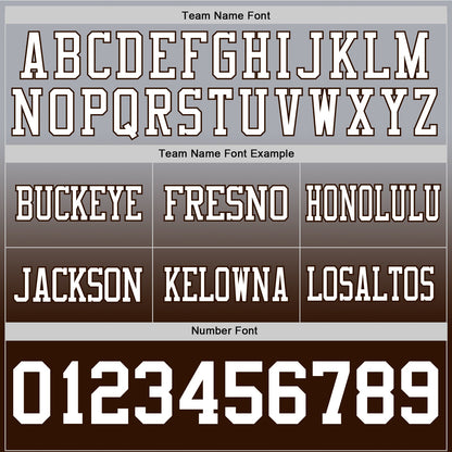 Custom Gray White-Brown Mesh Authentic Fade Fashion Football Jersey