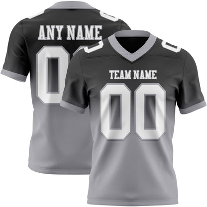 Custom Black White-Gray Mesh Authentic Fade Fashion Football Jersey