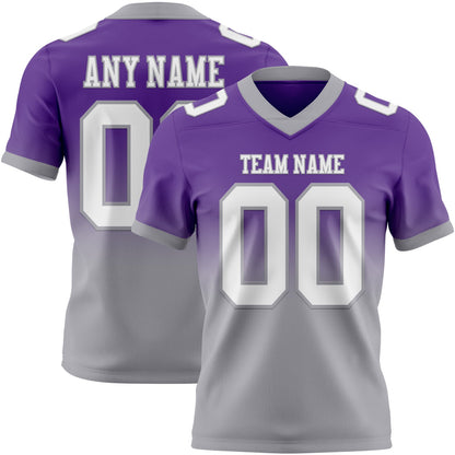 Custom Purple White-Gray Mesh Authentic Fade Fashion Football Jersey