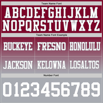 Custom Maroon White-Gray Mesh Authentic Fade Fashion Football Jersey