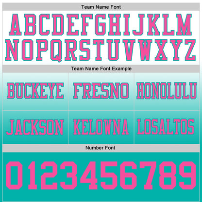Custom White Pink-Aqua Mesh Authentic Fade Fashion Football Jersey