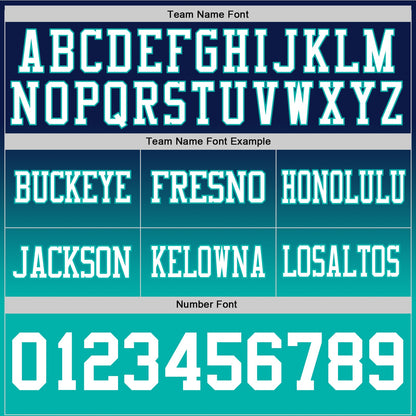 Custom Navy White-Aqua Mesh Authentic Fade Fashion Football Jersey