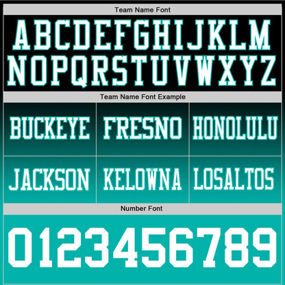 Custom Black White-Aqua Mesh Authentic Fade Fashion Football Jersey