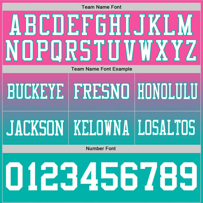 Custom Pink White-Aqua Mesh Authentic Fade Fashion Football Jersey