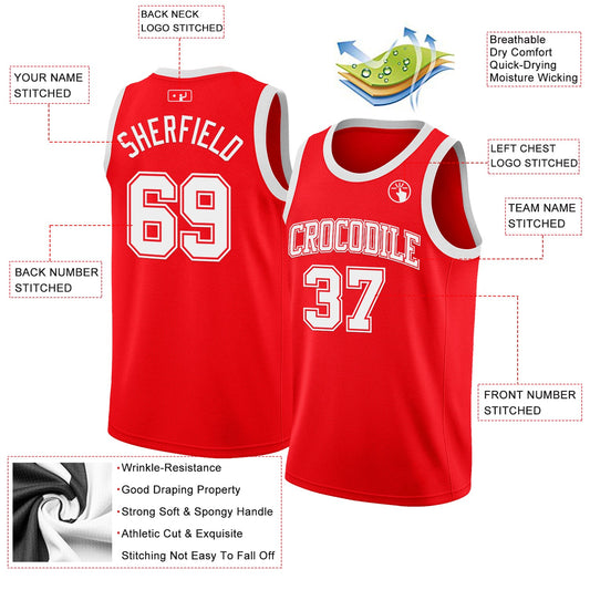 Custom Fire Red White Authentic Basketball Jersey