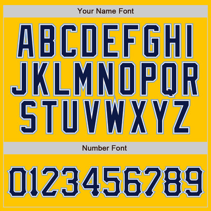 Custom Yellow Navy Pinstripe Navy-Light Blue Authentic Baseball Jersey