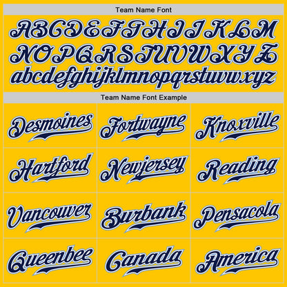 Custom Yellow Navy Pinstripe Navy-Light Blue Authentic Baseball Jersey