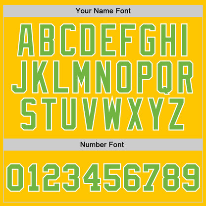 Custom Gold Neon Green-White Authentic Throwback Basketball Jersey