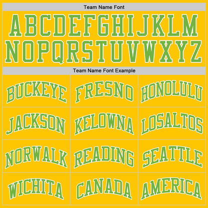 Custom Gold Neon Green-White Authentic Throwback Basketball Jersey