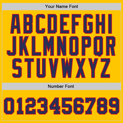 Custom Gold Navy-Red Authentic Throwback Basketball Jersey