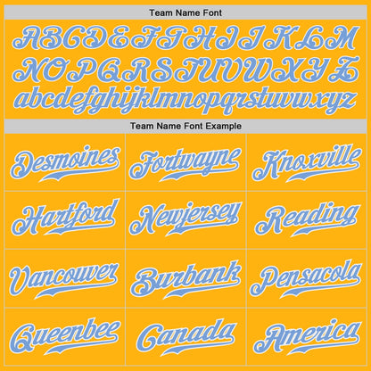 Custom Gold Light Blue-White Authentic Baseball Jersey