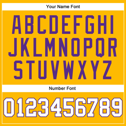 Custom Gold White-Purple Authentic Throwback Basketball Jersey