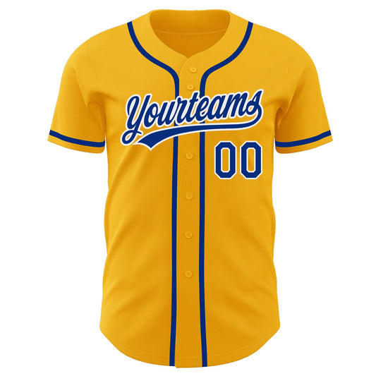 Custom Gold Royal-White Authentic Baseball Jersey
