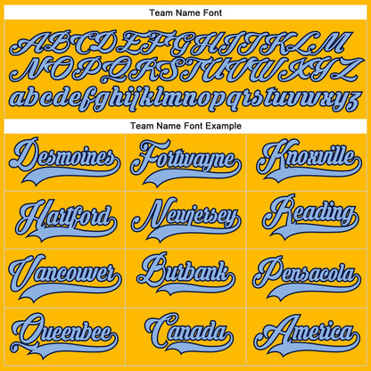 Custom Gold Light Blue-Navy Hockey Lace Neck Jersey