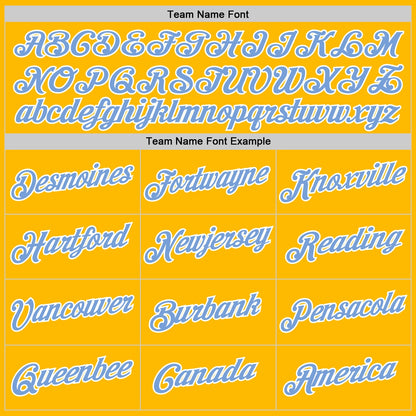 Custom Gold Light Blue-White Authentic Throwback Basketball Jersey