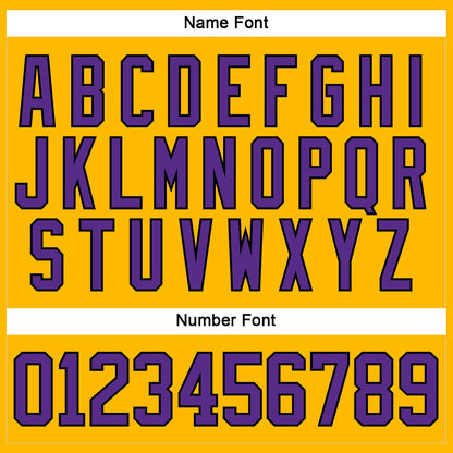 Custom Gold Purple-Black Hockey Lace Neck Jersey