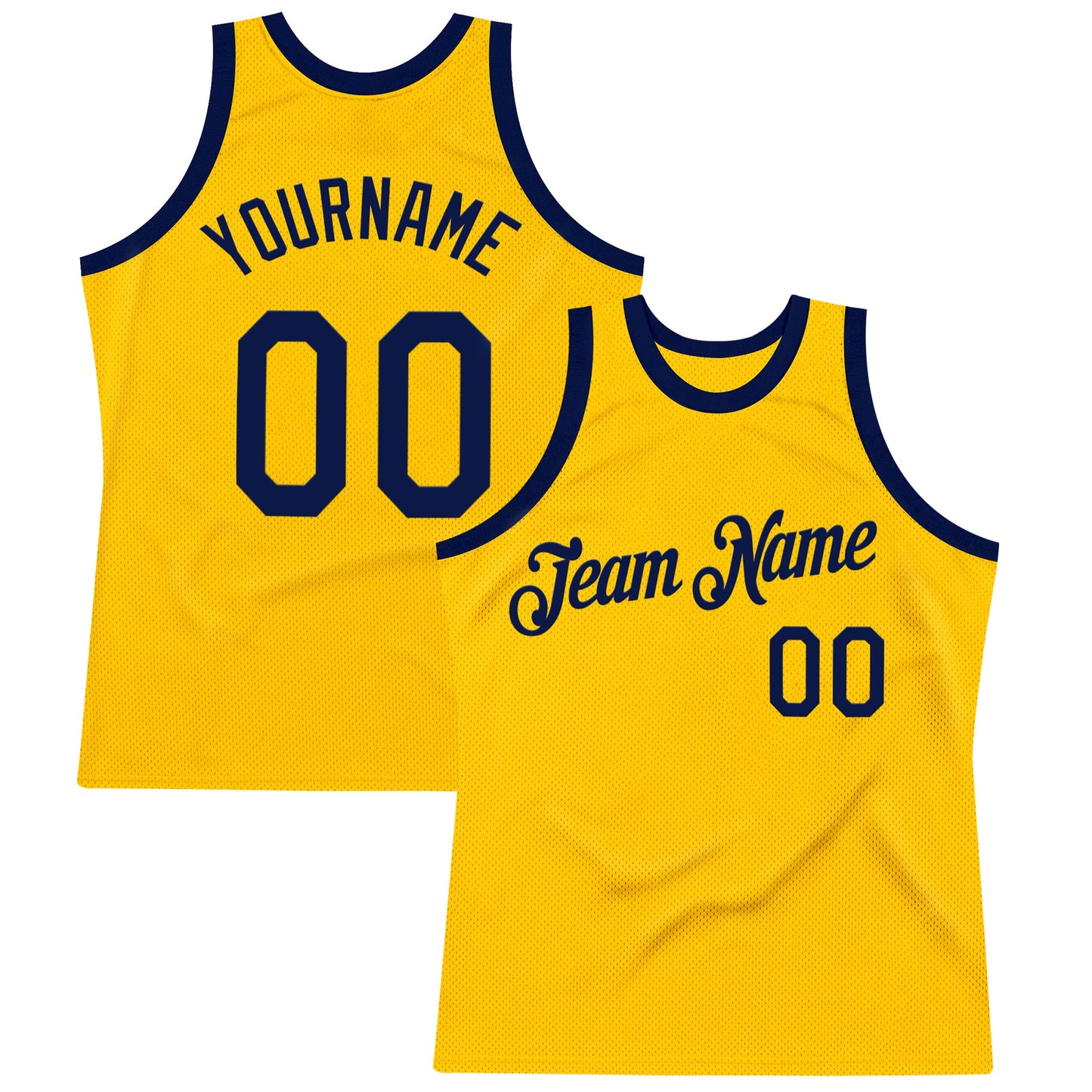 Custom Gold Navy Authentic Throwback Basketball Jersey