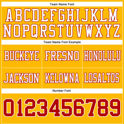 Custom Gold Red-White Mesh Authentic Football Jersey