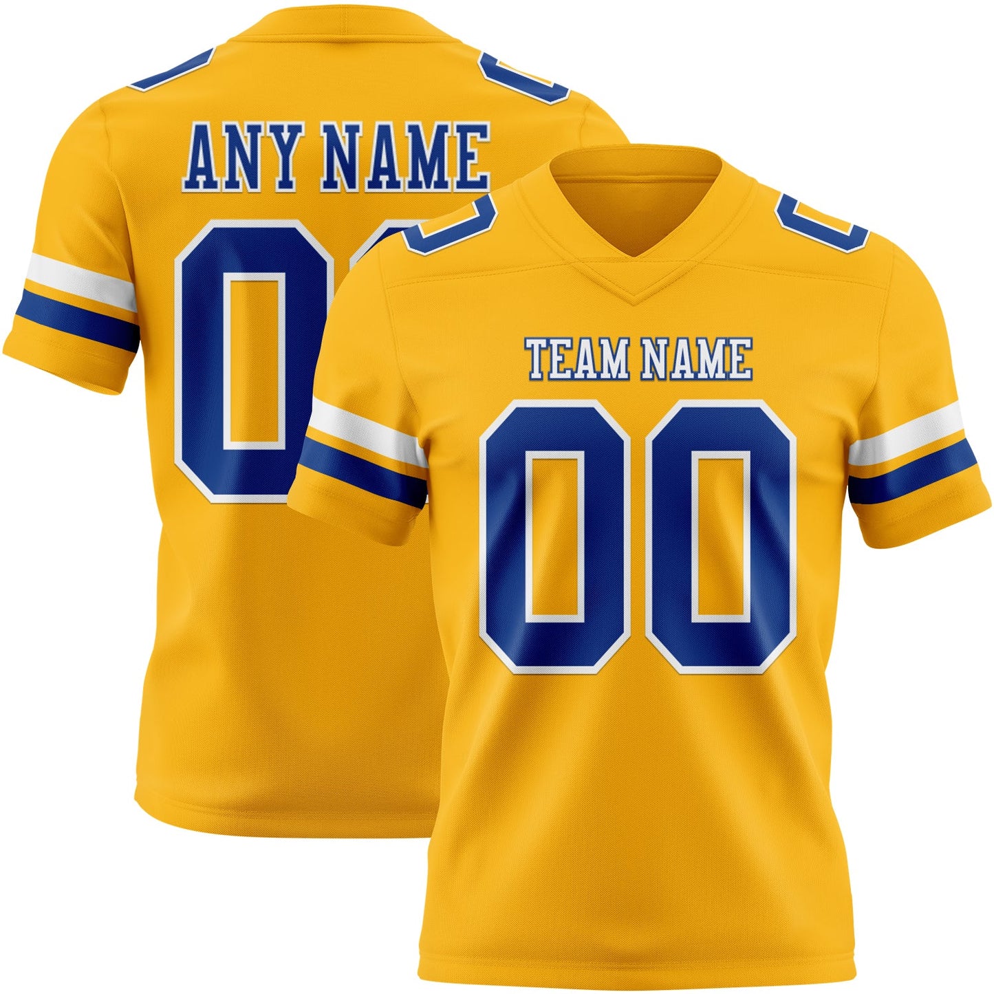 Custom Gold Royal-White Mesh Authentic Football Jersey