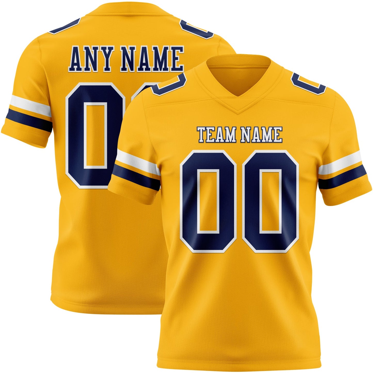 Custom Gold Nvay-White Mesh Authentic Football Jersey