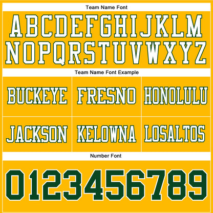 Custom Gold Green-White Mesh Authentic Football Jersey