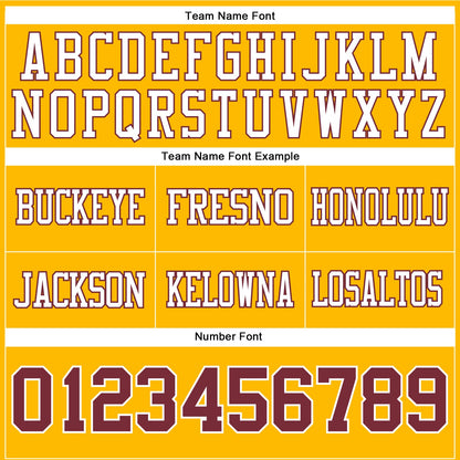 Custom Gold Burgundy-White Mesh Authentic Football Jersey