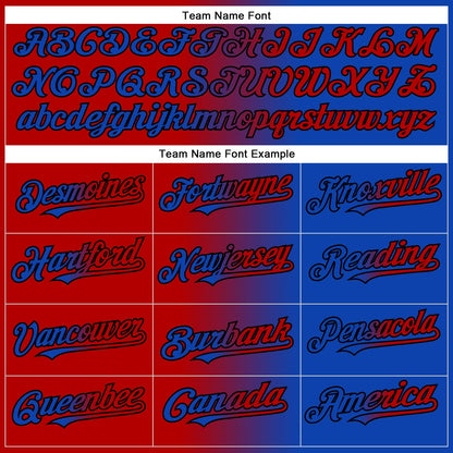 Custom Thunder Blue Red-Black Authentic Gradient Fashion Baseball Jersey