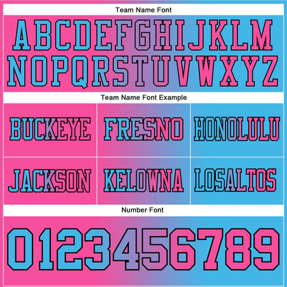 Custom Sky Blue Pink-Black Mesh Authentic Gradient Fashion Football Jersey
