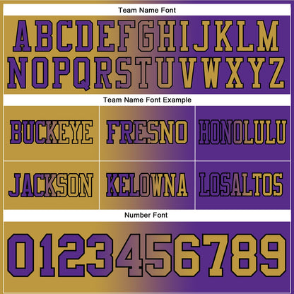 Custom Purple Old Gold-Black Mesh Authentic Gradient Fashion Football Jersey