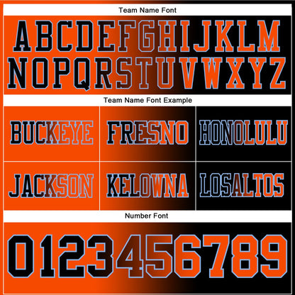 Custom Black Orange-Light Blue Mesh Authentic Gradient Fashion Football Jersey