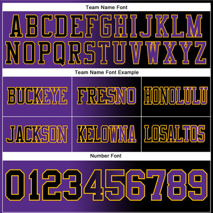 Custom Black Purple-Gold Mesh Authentic Gradient Fashion Football Jersey
