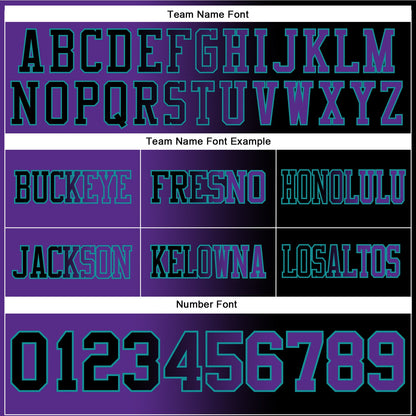 Custom Black Purple-Teal Mesh Authentic Gradient Fashion Football Jersey