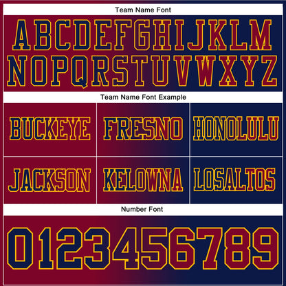 Custom Navy Maroon-Gold Mesh Authentic Gradient Fashion Football Jersey