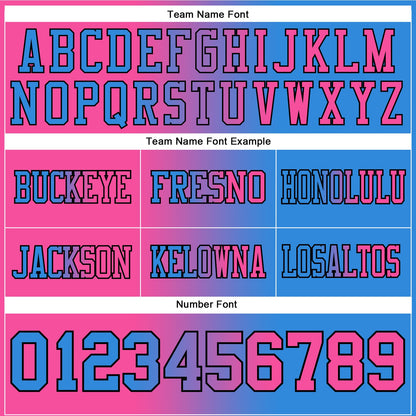 Custom Powder Blue Pink-Black Mesh Authentic Gradient Fashion Football Jersey