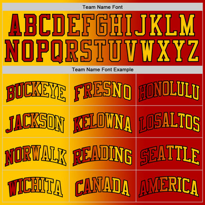 Custom Red Yellow-Black Authentic Gradient Fashion Basketball Jersey