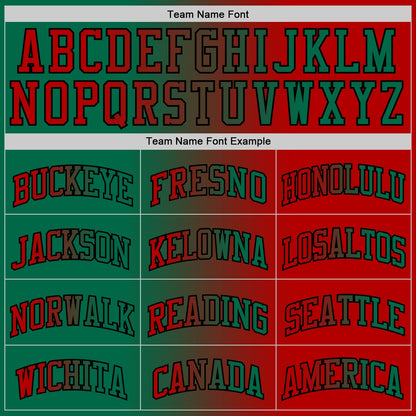 Custom Red Kelly Green-Black Authentic Gradient Fashion Basketball Jersey