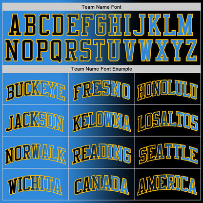 Custom Black Powder Blue-Gold Authentic Gradient Fashion Basketball Jersey