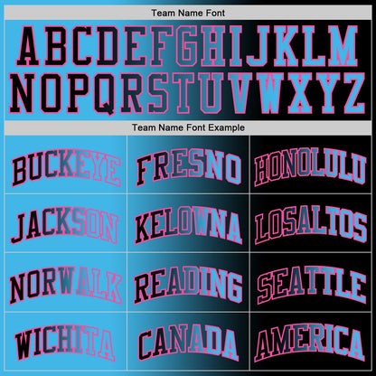 Custom Black Sky Blue-Pink Authentic Gradient Fashion Basketball Jersey