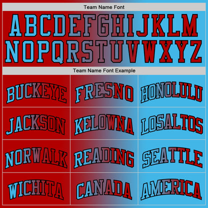 Custom Sky Blue Red-Black Authentic Gradient Fashion Basketball Jersey