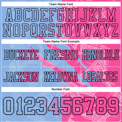 Custom Light Blue Pink-Black Mesh Authentic Gradient Fashion Scratch Football Jersey
