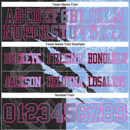 Custom Black Light Blue-Pink Mesh Authentic Gradient Fashion Scratch Football Jersey