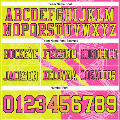 Custom Neon Yellow Pink-Black Mesh Authentic Gradient Fashion Scratch Football Jersey