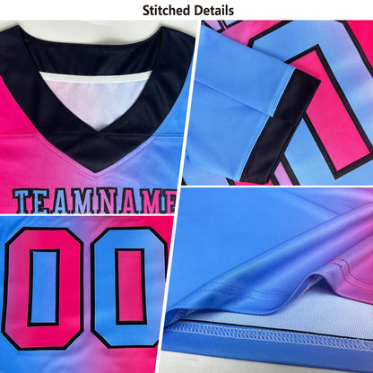 Custom Teal Pink-Black Mesh Authentic Gradient Fashion Scratch Football Jersey