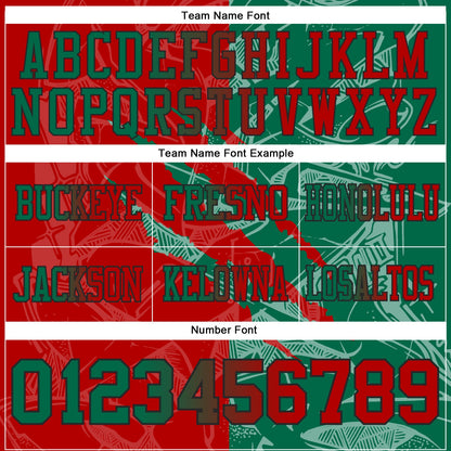 Custom Red Kelly Green-Black Mesh Authentic Gradient Fashion Scratch Football Jersey