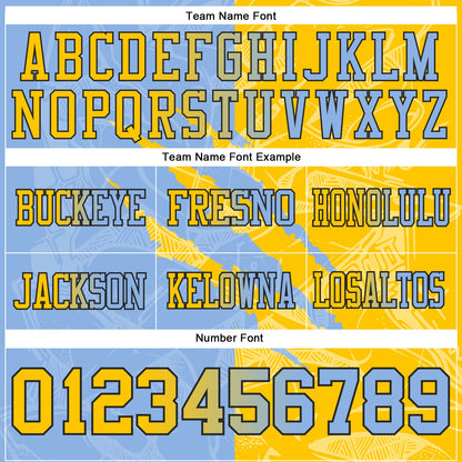 Custom Light Blue Yellow-Black Mesh Authentic Gradient Fashion Scratch Football Jersey