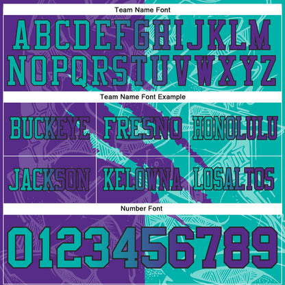 Custom Purple Aqua-Black Mesh Authentic Gradient Fashion Scratch Football Jersey