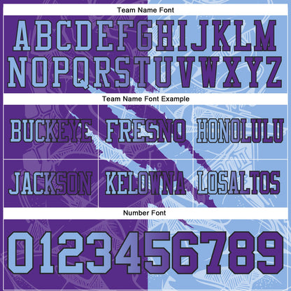 Custom Purple Light Blue-Black Mesh Authentic Gradient Fashion Scratch Football Jersey