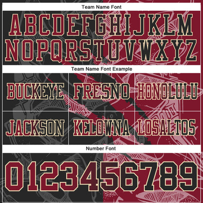 Custom Black Crimson-Cream Mesh Authentic Gradient Fashion Scratch Football Jersey