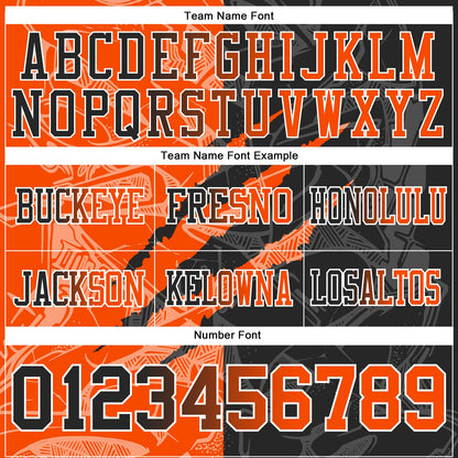 Custom Black Orange-White Mesh Authentic Gradient Fashion Scratch Football Jersey